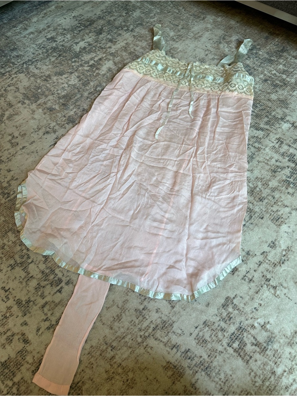 Vintage Pink Silk Lace Nightgown Slip Estate Find Romantic Lingerie Sleepwear S - Picture 5 of 8